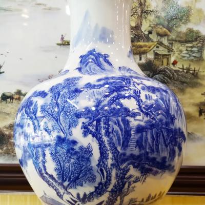 Bình Sơn Thủy vẽ tay men chàm